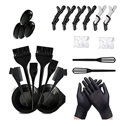 Lot de 24 accessoires de teinture de cheveux avec bol, cape, gants, princes, pour coloration à la maison Cover