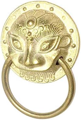 2PCS Antique Brass Lion Head Door Knocker Gate Knocker Pulls Chaussure Cabinet Drawer Kitchen Door Knobs and Handles Accessories - (Color: copper color, Size: S)