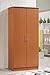 Hodedah 2 Door Wardrobe with Adjustable/Removable Shelves & Hanging Rod, Cherry