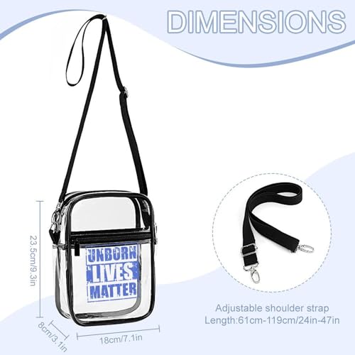 Unborn Lives Matter Clear Crossbody Bag Stadium Bag Adjustable Side Shoulder Bags Messenger Bag with 2 Compartments2
