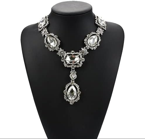 Secret for Longevity Extra Large Victorian Art Deco Antique Retro Vintage Style Silver Tone Clear Rhinestone Chunky Statement Wedding Bridal Prom Drag Queen Pageant Necklace - Image 2