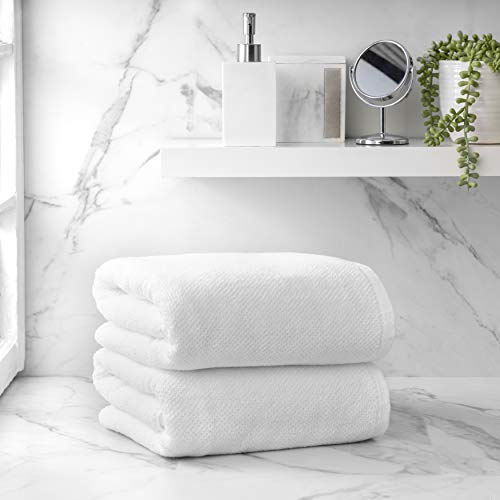 Welhome Franklin Premium | 2 Piece Bath Sheets | Popcorn Textured White Bathroom Towels | Hotel & Spa Towels For Bathroom | Soft & Absorbent | 600 Gsm 100% Cotton Bath Towel Sheets #TOP2