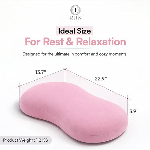 Image of Soft Cuddle Pillow, Breathable Material for Cooler Sleep, Ergonomic Bean Shape Neck Support Cushion, Stress-Free Relaxing Bedding for Side Sleeper, 23 X 14.9 X 3.8 Inch, Pink