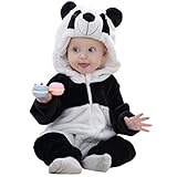 MICHLEY Unisex Baby Costume Winter and Autumn Flannel Romper for 6-12 Months, Animal Cosplay Jumpsuit Black Size 80