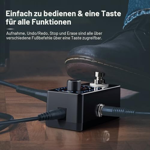 LEKATO Gitarre Loop Effektpedal mit 9 Schnallen Integrierte Stimmgerät Loop Station Max 40 Minuten Aufnahmezeit Elektrische Gitarre Looper für Bass-Tastatur