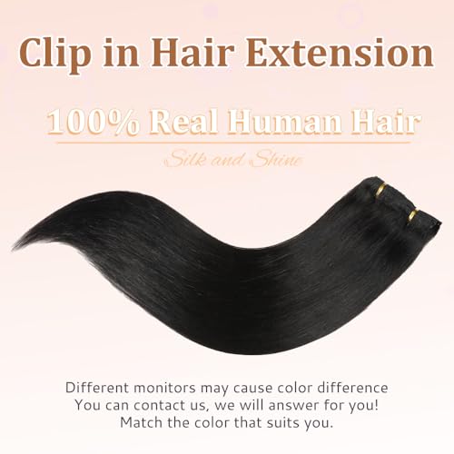 Extensiones de clip invisibles Lulana de pelo natural negro de 14 pulgadas y 80g 6