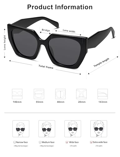 SOJOS Large Oversized Polarized Sunglasses for Women, Big Designer Womens Trendy Square Shades SJ22054