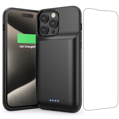 Feob Battery Case for iPhone 15 Pro Max [2026 Upgraded] 8600mAh Slim Portable Smart Charging Case Rechargeable Protective Extended Charging Cover for iPhone 15 Pro Max Battery Pack (6.7 Inch)-Black