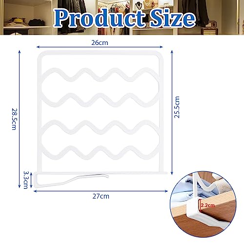 YAANBUNB 6 Pcs Closet Shelf Dividers Clip-on Wardrobe Dividers Plastic Tie Rack Adjustable Clothing Organizer Wardrobe Towel Rack Belt Hanger Shelf Separator for Bedroom Kitchen Office, White Grey