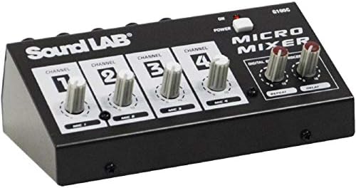 Soundlab 4 Channel Mono Microphone Mixer with Effects