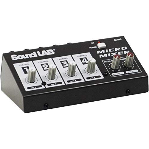 Soundlab 4 Channel Mono Microphone Mixer with Effects