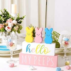 Easter Decorations for the Home: 5pcs Easter Bunny Wooden Table Centerpiece Signs, Cute Easter Decor Peep Rabbits Wooden Block Set Table Décor Farmhouse Rustic Tiered Tray Décor Easter Gifts Easter Decorations for the Home 5pcs Easter Bunny Wooden Table Centerpiece Signs Cute Easter Decor Peep Rabbits Wooden Block Set Table Decor Farmhouse Rustic Tiered Tray Decor Easter Gifts