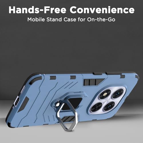 Image of Pikkme D5 Tough Armor Bumper Case | 360 Protection Case | Ring Holder Stand Back Cover for Redmi Note 14 Pro 5G (Blue)