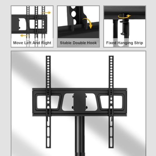 Image of WKWKER Mobile TV Cart Rolling TV Stand for 23-65 Inch LCDLED Flat Panel Curved Screen TVs up to 88lbs Height Adjustable Shelf Portable Floor TV Stand with Wheels Rolling Floor Stand Max VESA 400X400mm