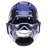 Cabilock Taekwondo Kopfschutz Verstellbar Leichtgewicht mit Gesichtsmaske Blau S Größe Karate Sparring Schutzhelm Kampfsport Training