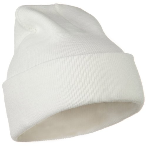 12 Inch Long Knitted Beanie - White Osfm #TOP3