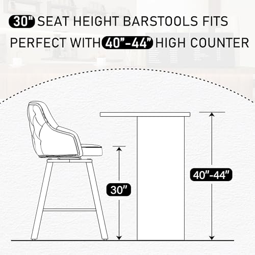 Image of 30 Inch Swivel Bar Stools Set of 2 with Back, Bar Chairs for Kitchen Island