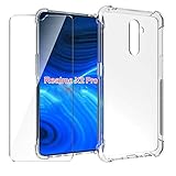 HYMY Funda para Realme X2 Pro Smartphone + 1 x Cristal Templado - Transparente Tapa TPU Silicona [Refuerzo de Cuatro Esquinas, Absorción de Golpes] Caso Carcasa para Realme X2 Pro