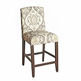 HomePop Parsons Classic Upholstered High Back Curved Top Barstool, 24-inch, Suri Brown