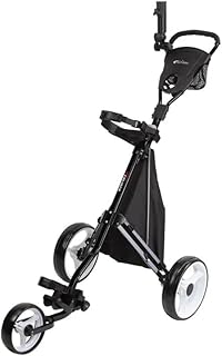 PRECISE Cruiser 3-Wheel Golf Push Cart with Stabilizer Rods, Ergonomic Handle & Step-On Brake | Golf Bag Cart with Detachable Storage Bag, Scorecard Holder, Lightweight Foldable Frame