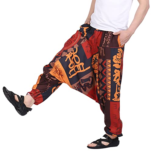 Image of Whitewhale Men's Cotton Solid Harem Pants Yoga Trousers Hippie Pant