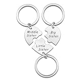 OEHEDOU 3 Sisters Gifts From Sister Gifts For Sisters Big Sister Gift Little Sibling Gift 3 Siblings Items Siblings Heart Matching Keychains Best Sibling Items For Stepsister From Stepsisters