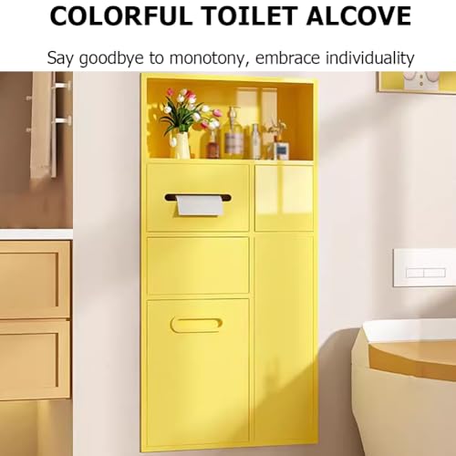 Inodoro empotrado moderno de acero inoxidable con espacio para bote de basura y porta papel, armario para baño que ahorra espacio, soporte para cepillo de inodoro elegante para organización eficiente, Blanco miniatura 3