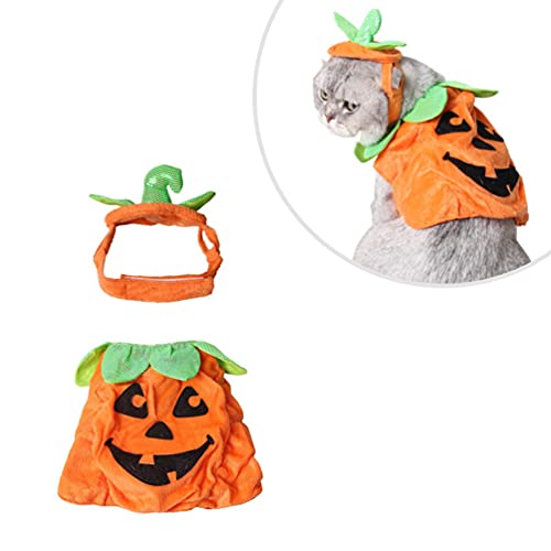 Balacoo Gato de Disfraz de Halloween Sombreros de Calabaza Gato Vestido Ajustable Diadema Festival Disfraces de Calabaza Decoración de Fiesta para Perros Gatos