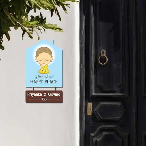 Image of BEE CREATIVE Laser Cutting Customised Name Plate for Home Entrance - (Bodhi) | Modern Acrylic Name Plate for Main Door, Indoor Name Board, Stylish Design for Flats, Apartments & Villas