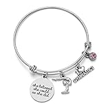 Gymnastics Charms Bracelets - Sports Bangle with Birthstone Birthday Gift for Gymnast