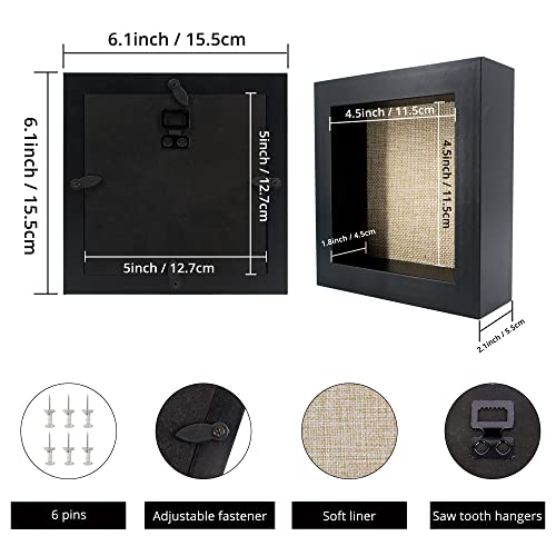 GraduationMall 5x5 3D Black Shadow Box Frame Deep Display Box with Linen Back,Ideal for Memorabilia Pictures Flowers Medals Tickets,Tabletop and Wall Hanging - Image 4