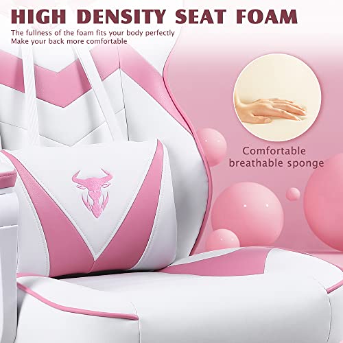 Zeanus Pink Gaming Chair, Pc Gaming Chair For Girls, Reclining Computer Chair With Footrest, Ergonomic Gaming Computer Chair With Massage, Gaming Chair For Women, High Back Gaming Chairs For Adults #TOP5