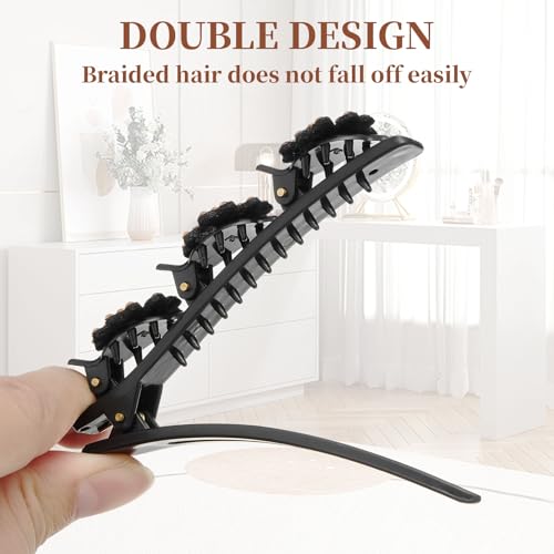 Pack of 4 Braided Hair Clips with Rhinestones, Hair Clips with Sparkling Crystal Stones, Hair Styling Clips - Image 3