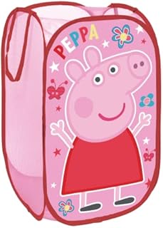 SUPERDIVER Foldable Pop-Up Basket for Kids with Handles - Peppa Pig I Laundry Basket I Organiser Basket for Clothes and Toys (58 x 36 x 36 cm) Nursery I Container for Girls Room