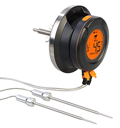 Rosenstein & Söhne Bratenthermometer: Smartes Digital-Grill-Thermometer, Umrüstset, 2 Sensoren, BT, App (Grill Deckelthermometer Digital, Grillthermometer, Kamin)