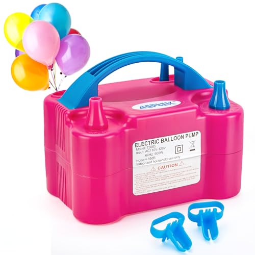AGPTEK Electric Air Balloon Pump, 110V 600W Rose Red Portable Dual Nozzle Inflator/Blower for Party Decoration by AGPTEK - Used condition - US$16.47