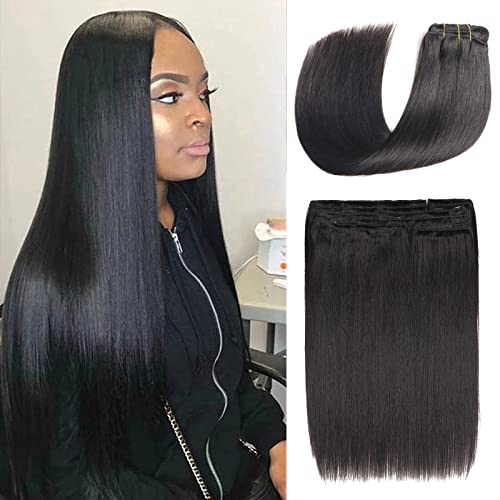 Straight Clip in Hair Extensions Human Hair 280g 24 Inch Full Head Straight Human Hair Clip ins 100% Unprocessed Brazilian Virgin Hair Straight Clip in Hair Extensions 10Pcs/Set with 32Clips