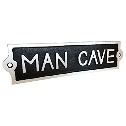 Antique Black Cast Iron Wall Garden Garage Gate Door Sign Plaque "Man Cave" Cover