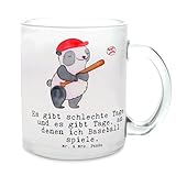 Mr. & Mrs. Panda Teetasse Panda Baseball Spielen - Geschenk, Teebecher, Baseballverein, Teeglas, Hobby, Ballsport, Danke, Baseballplatz, Teetasse aus