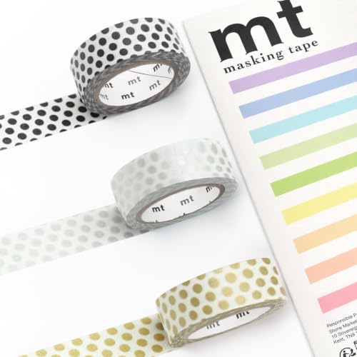 Cinta adhesiva Kamoi Paper Washi de 15 mm x 7 m de puntos decorativos para manualidades
