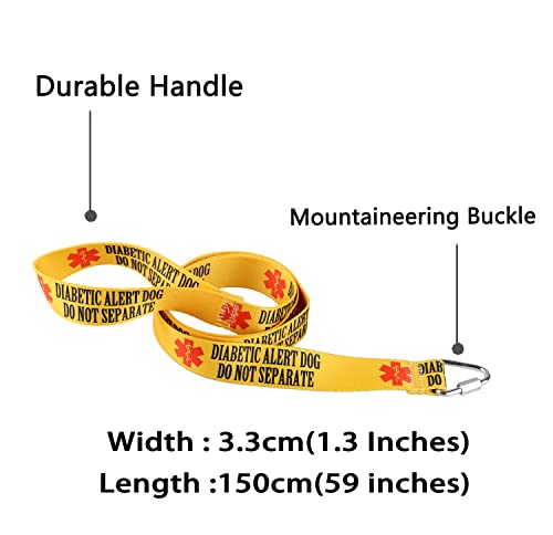 Emergency Medical Alert Dog Leash Diabetic Alert Dog Do Not Separate Dog Leash Walking Training Dog Leashes Dog Owner Pet Lover Gift (Diabetic Alert Dog-YE) - Image 2