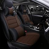  Qiaodi Auto sitzbezüge Luxus Vordersitze Leder 2 Sitzauflagen Passend für BMW 7 Series E38 E65 E66 F01 F02 F04 G11 G12 G13, Kompatibel mit Airbag (Schwarz Kaffee)