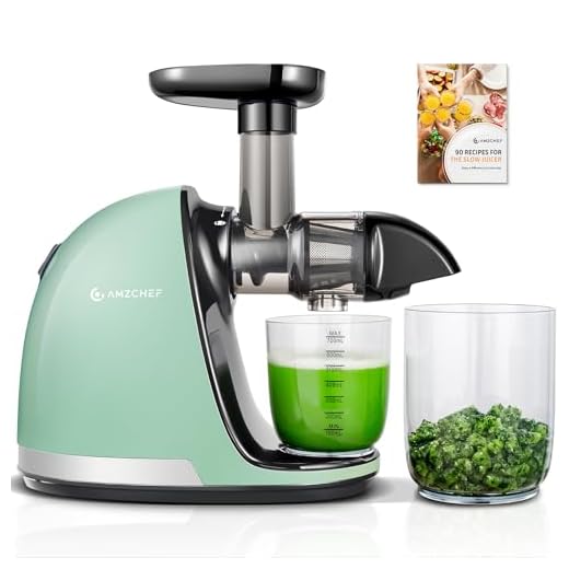 Slow Juicer,AMZCHEF Masticating Juicer Machines with Reverse Function, Cold Press Juicer with Brush, Recipes for High Nutrient Fruits and Vegetables, Green(Updated)