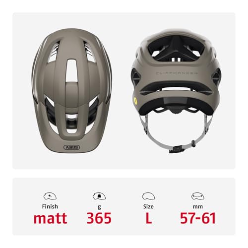 Casco MIPS ABUS Cliffhanger Gris L de Ciclismo con Grandes Orificios de Ventilación 3