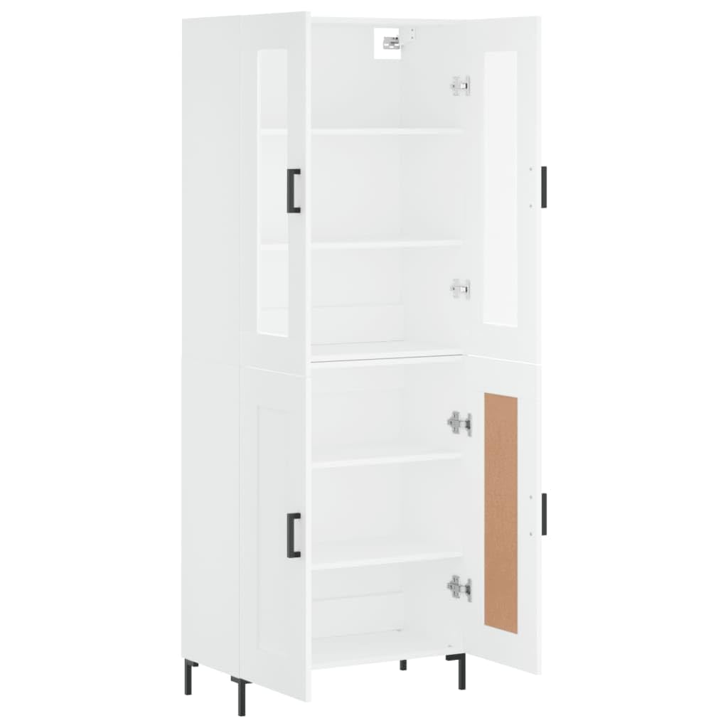 vidaXL Witrynka, biała, 69,5x34x180 cm, materiał drewnopochodny, kredens, komoda z szufladami, szafka do przedpokoju, szafka, komody do salonu