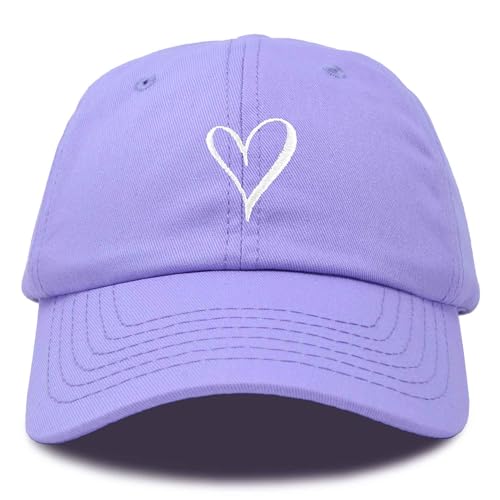 DALIX Hand Drawn Heart Hat Womens Embroidered Baseball Cap Lavender, Lavender, One size