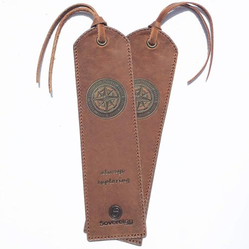 Segnalibro In Pelle Fatto A Mano Con Design A Bussola, Pacchetto Da 2 Segnalibri In Vera Pelle – Segnalibri Perfetti Per Donne E Bambini – Ottima Idea Regalo In Pelle Per Scrittori E Amiche