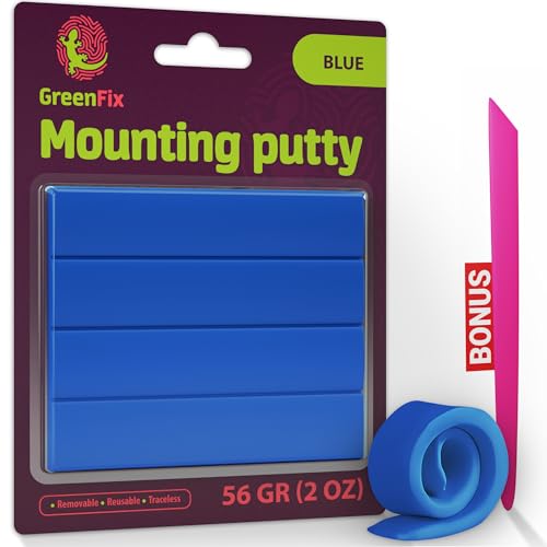 GreenFix Mounting Putty 2oz, Blue, Removable & Reusable, Non Marking