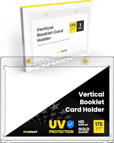 HYARUAT Vertical Booklet Magnetic Card Holder – 175pt One Touch UV Protection Case, Crystal Clear Acid-Free Display for Trading Cards – 1 Pack