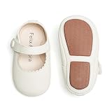 Felix & Flora Soft Sole Ivory White Baby Dress Mary Jane Flats -Infant Baby Walking Shoes Moccasins Rubber...